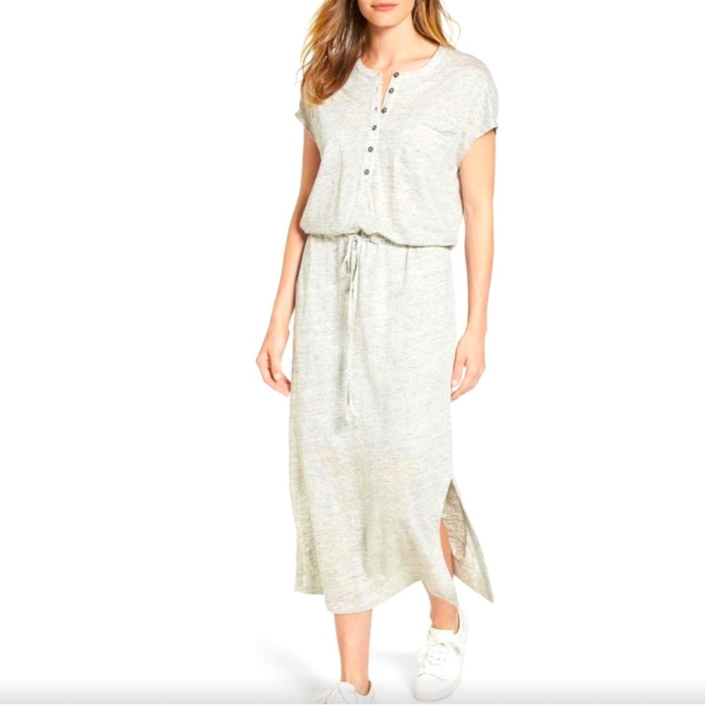 CASLON Heather Gray Linen Knit Dress